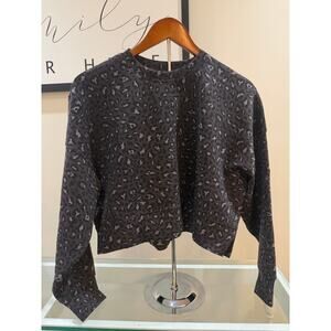 Yogalicious Charcoal Grey Leopard Cropped Sweatshirt